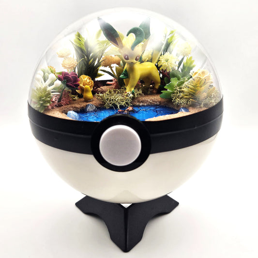 Pokemon Leafeon Crystal Terrarium Pond White Poke Ball Handmade