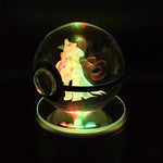 Lucario & Gardevoir Pokemon Glass Crystal Pokeball 99 with Light-Up LED Base Ornament 80mm XL Size