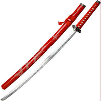 Dragon Red Carbon Steel Samurai Sword Katana Set of 3