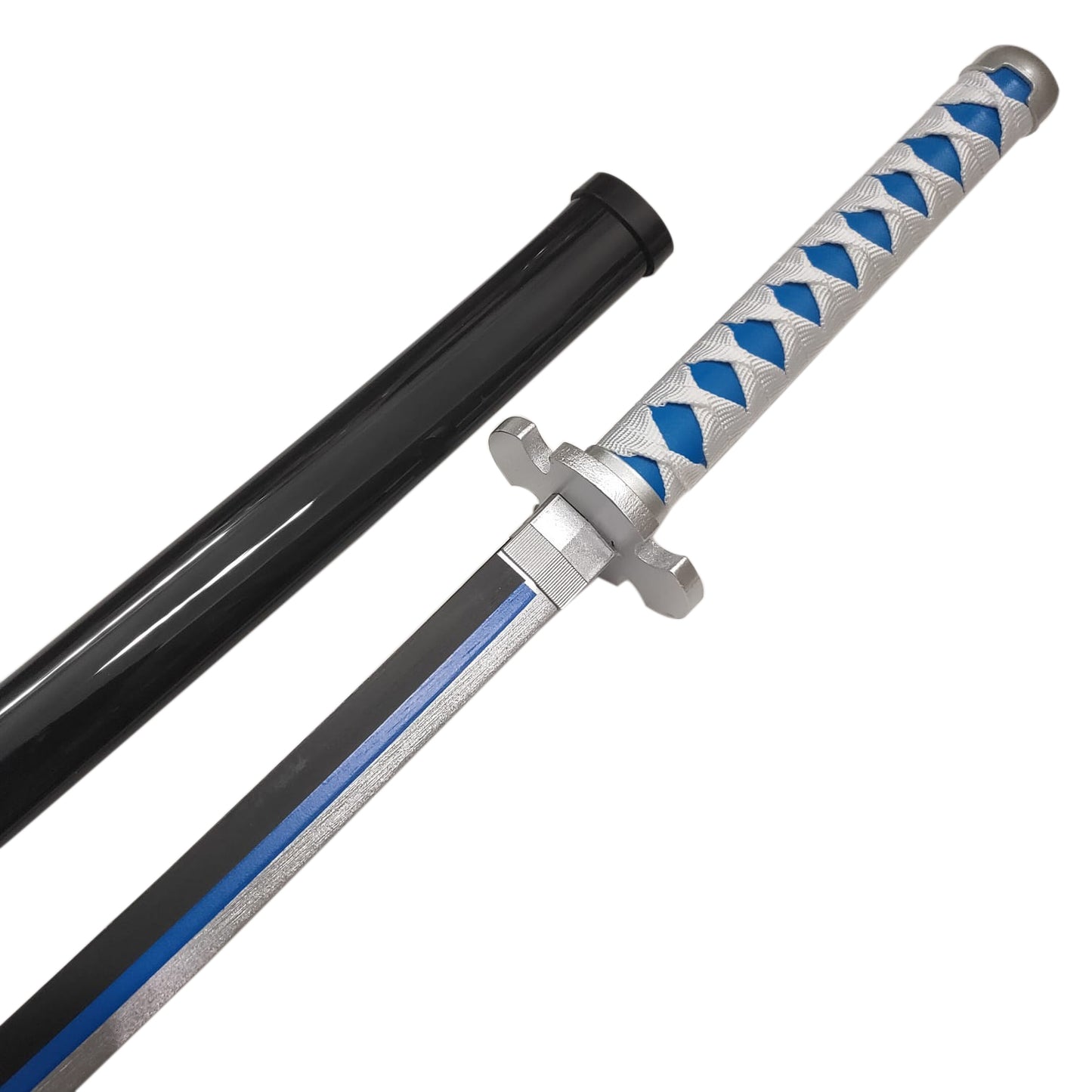 Demon Slayer Tanjiro Blue Flame Wooden Sword Cosplay Prop Replica