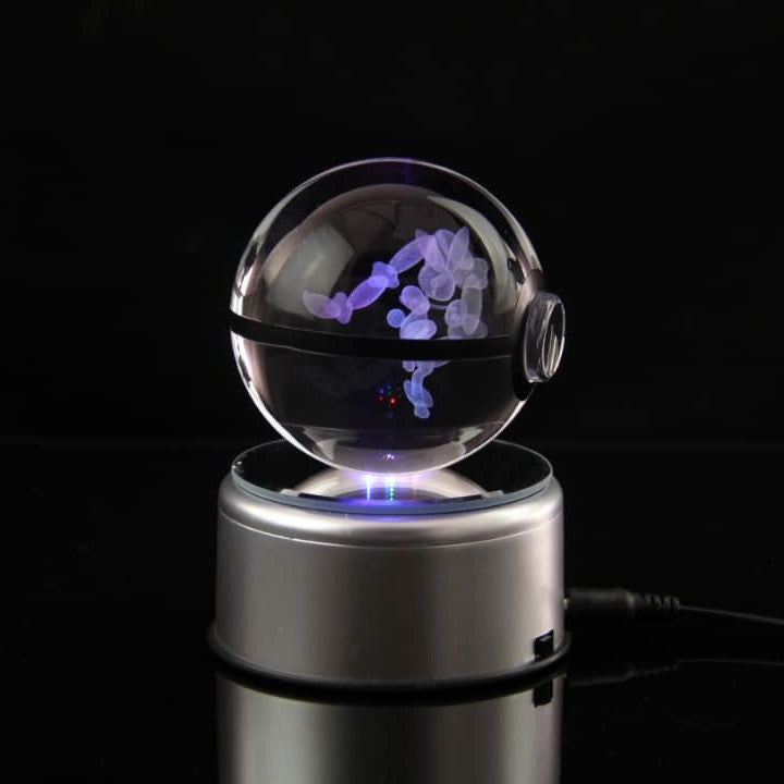 Mega Lopunny Pokemon Glass Crystal Pokeball 72 with Light-Up LED Base Ornament 80mm XL Size