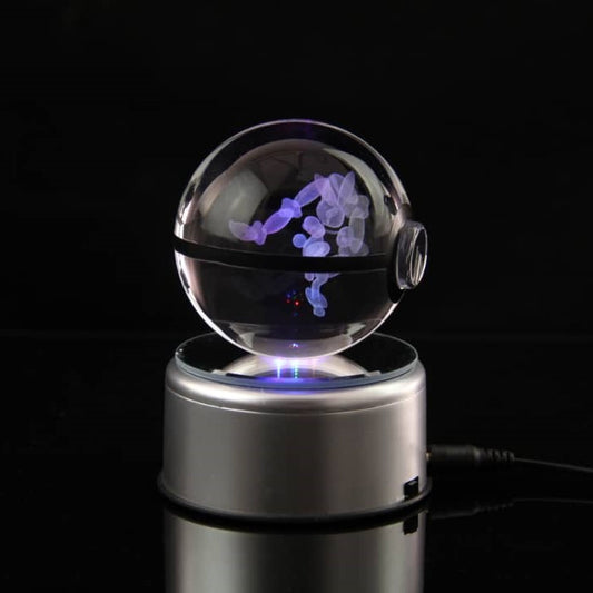 Mega Lopunny Pokemon Glass Crystal Pokeball 72 with Light-Up LED Base Ornament 80mm XL Size