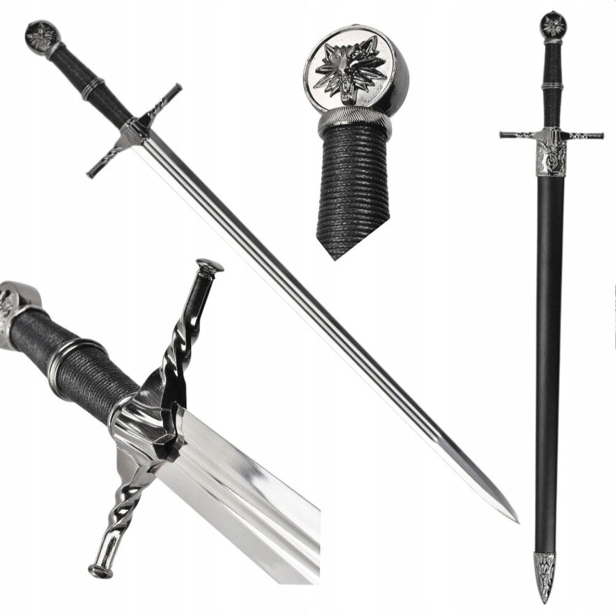 The Witcher 3 Geralt's Horizontal Guard Wolf Pommel Medium Metal Sword