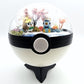 Pokemon Piplup & Rowlet as Pikachu & Eevee Crystal Terrarium Blossom Tree White Poke Ball Handmade