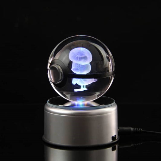 Quaxly Pokemon Glass Crystal Pokeball 73 with Light-Up LED Base Ornament 80mm XL Size