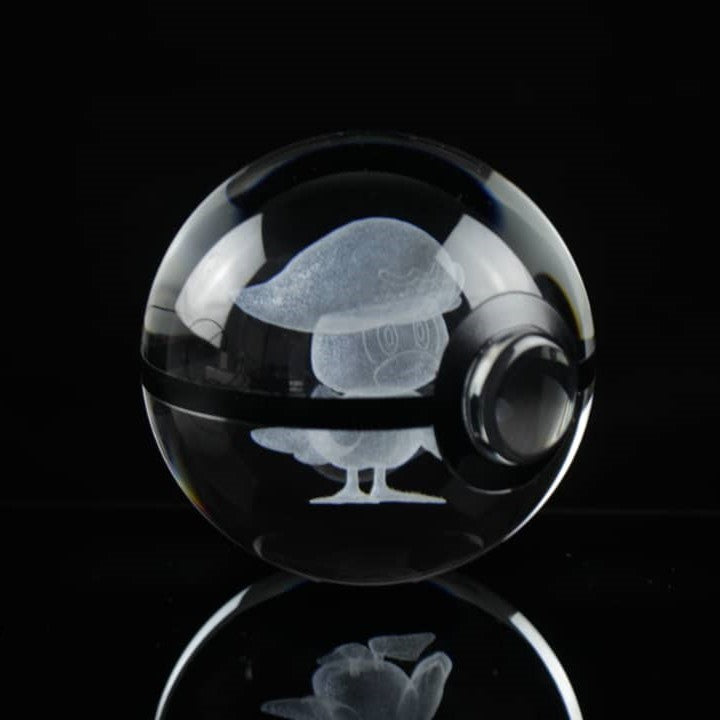 Quaxly Pokemon Glass Crystal Pokeball 73 with Light-Up LED Base Ornament 80mm XL Size