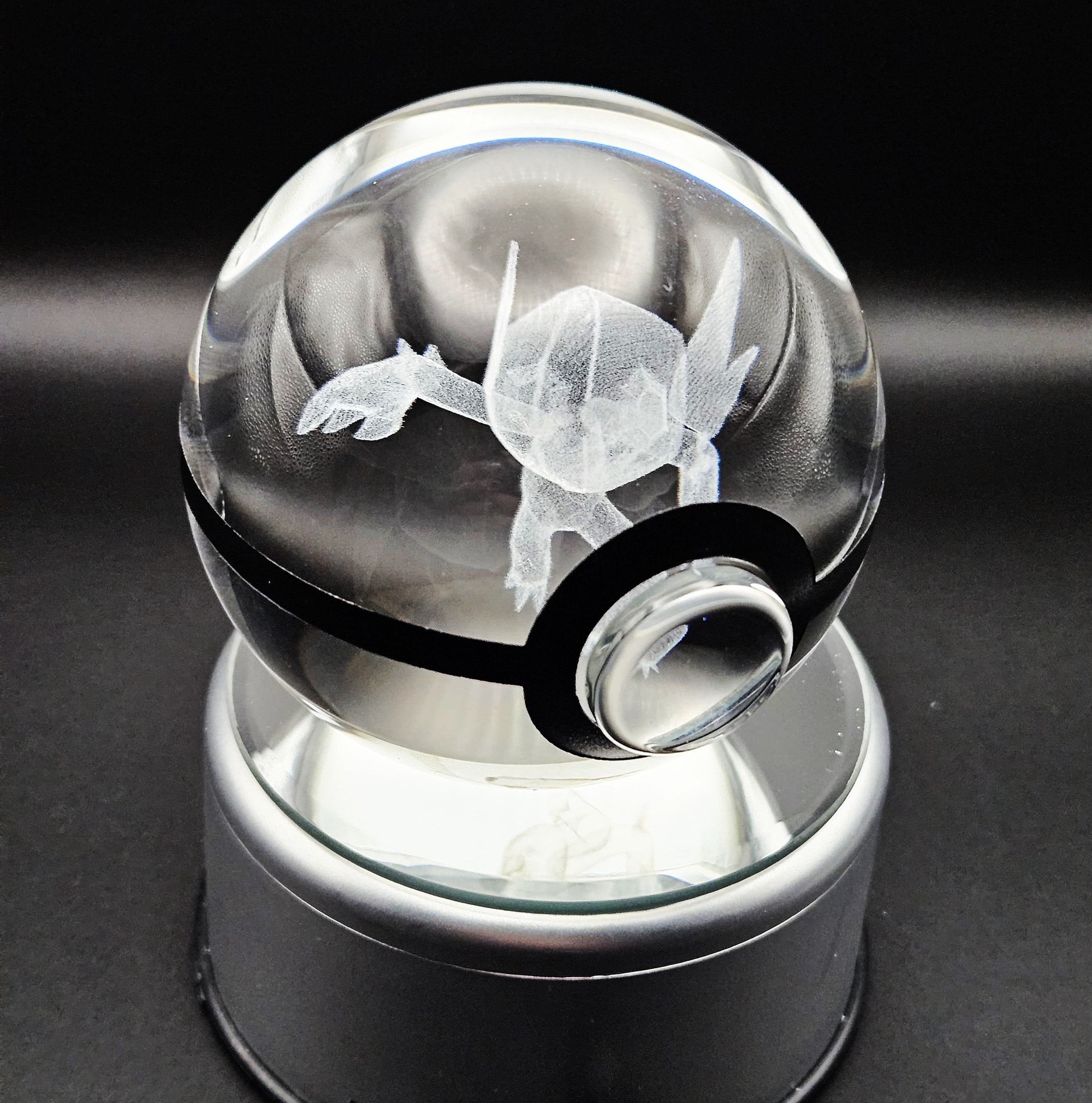 Sableye Pokemon Glass Crystal Pokeball 97 with Light-Up LED Base Ornament 80mm XL Size