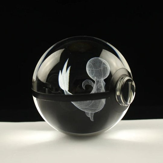 Snivy Pokemon Glass Crystal Pokeball 95 with Light-Up LED Base Ornament 80mm XL Size