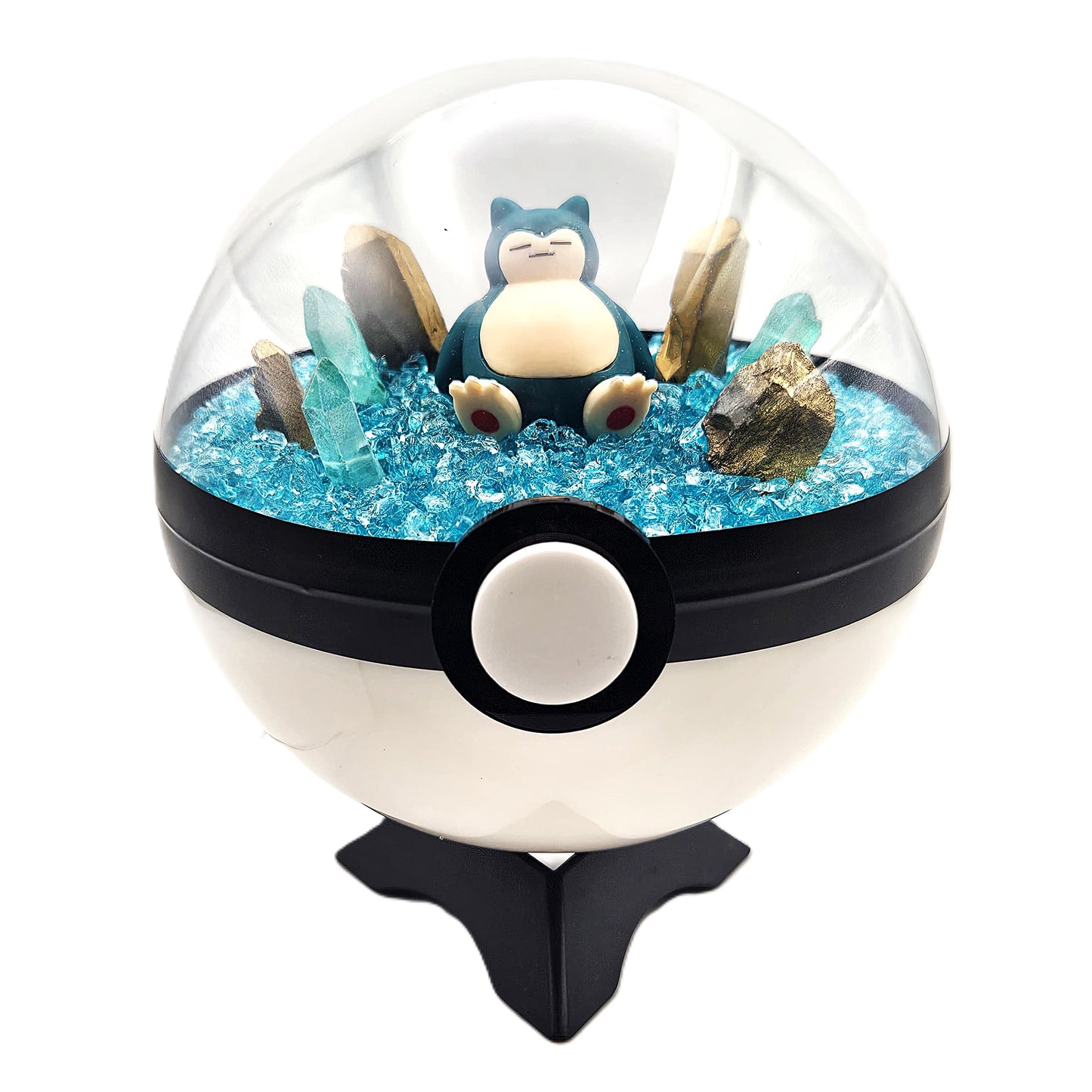 Pokemon Snorlax Light Up LED Crystal Terrarium Teal/White Poke Ball Handmade