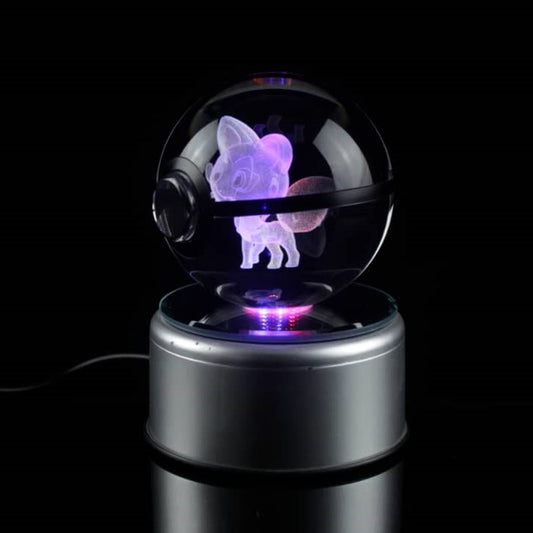 Sprigatito Pokemon Glass Crystal Pokeball 90 with Light-Up LED Base Ornament 80mm XL Size