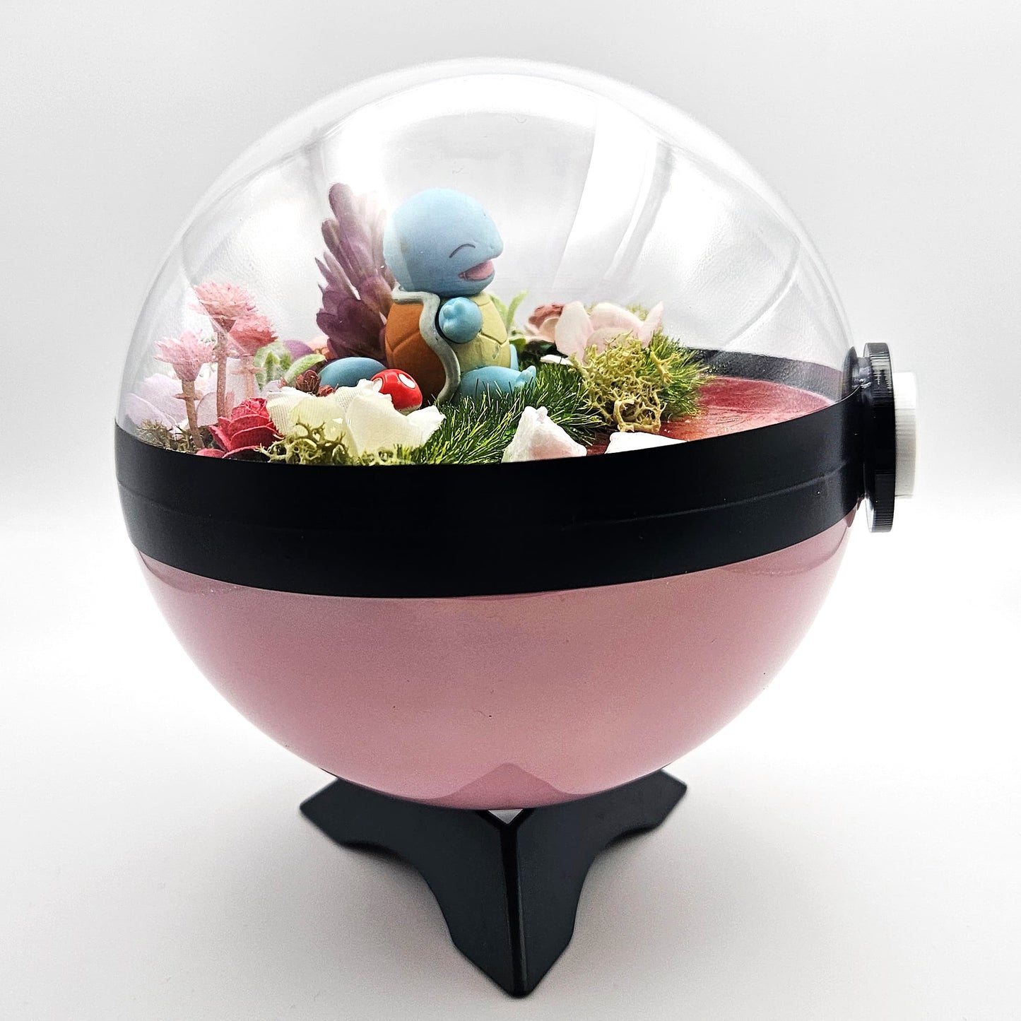 Pokemon Squirtle Crystal Terrarium Lake Pink Poke Ball Handmade