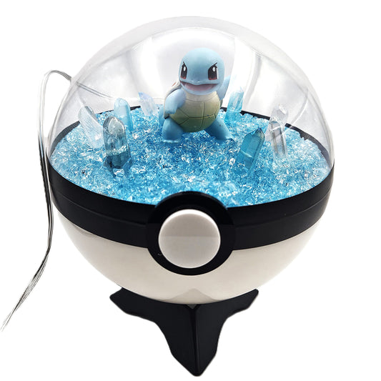 Pokemon Squirtle Light Up LED Crystal Terrarium Light Blue/White Poke Ball Handmade