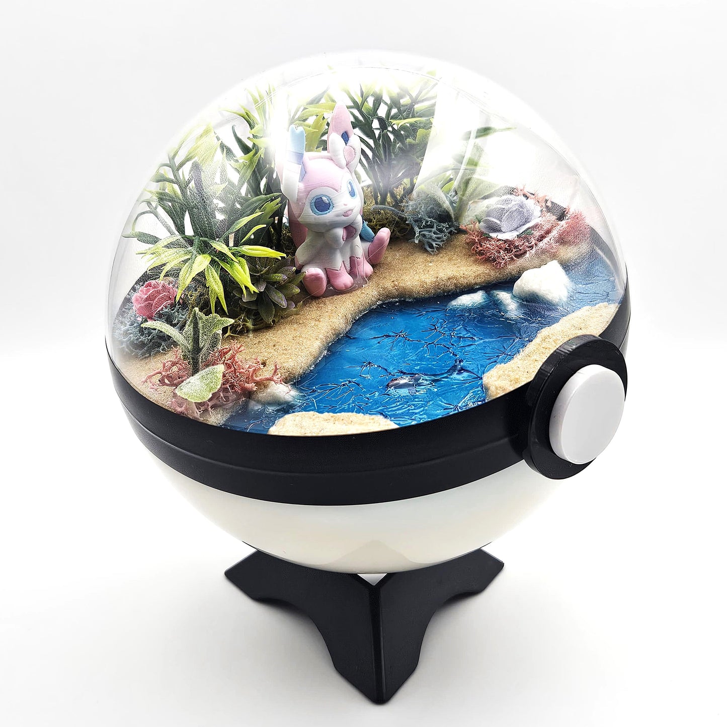 Pokemon Sylveon Crystal Terrarium Beach White Poke Ball Handmade