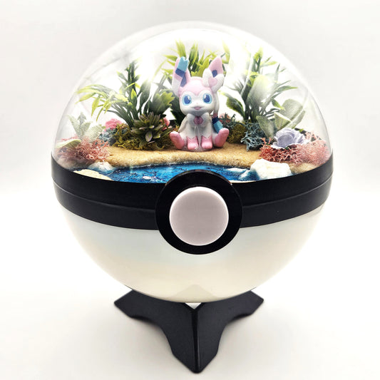 Pokemon Sylveon Crystal Terrarium Beach White Poke Ball Handmade