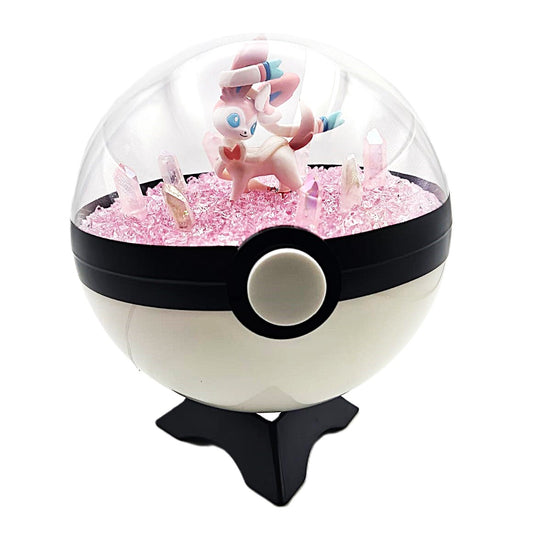 Pokemon Sylveon Light Up LED Crystal Terrarium Pink/White Poke Ball Handmade