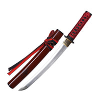 Hand Forged Mini Red Samurai Tanto Metal Katana Sword