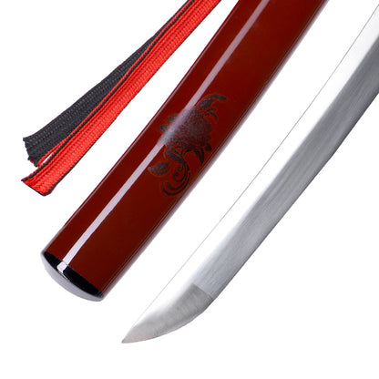 Hand Forged Mini Red Samurai Tanto Metal Katana Sword