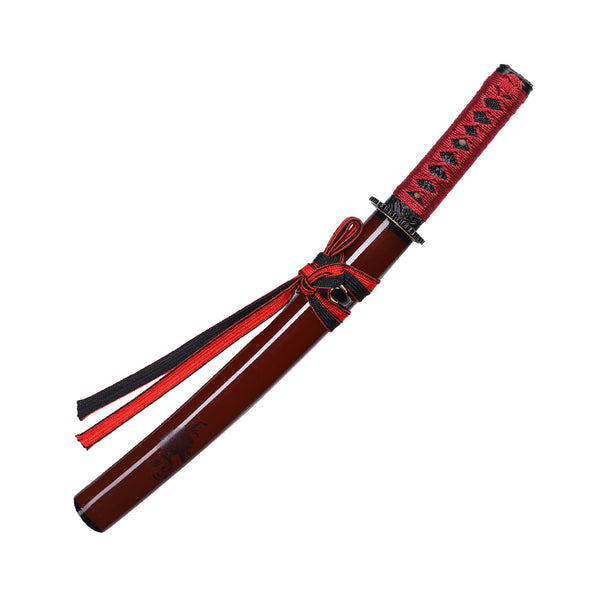 Hand Forged Mini Red Samurai Tanto Metal Katana Sword