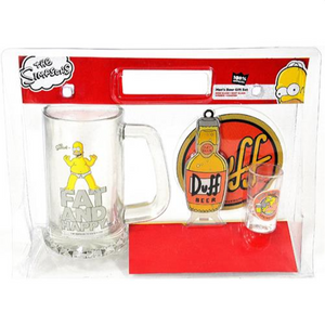 Simpsons Men's Beer Gift Set: Beer Glass, Shot Glass, Coaster, Opener EX DISPLAY