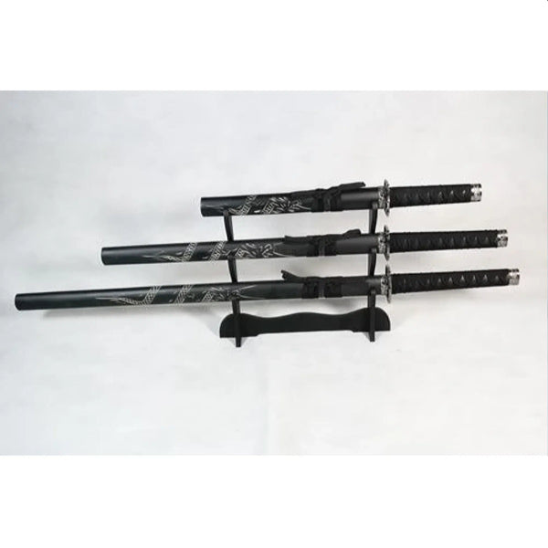Dragon Black Matte 440 Steel Samurai Sword Katana Set of 3