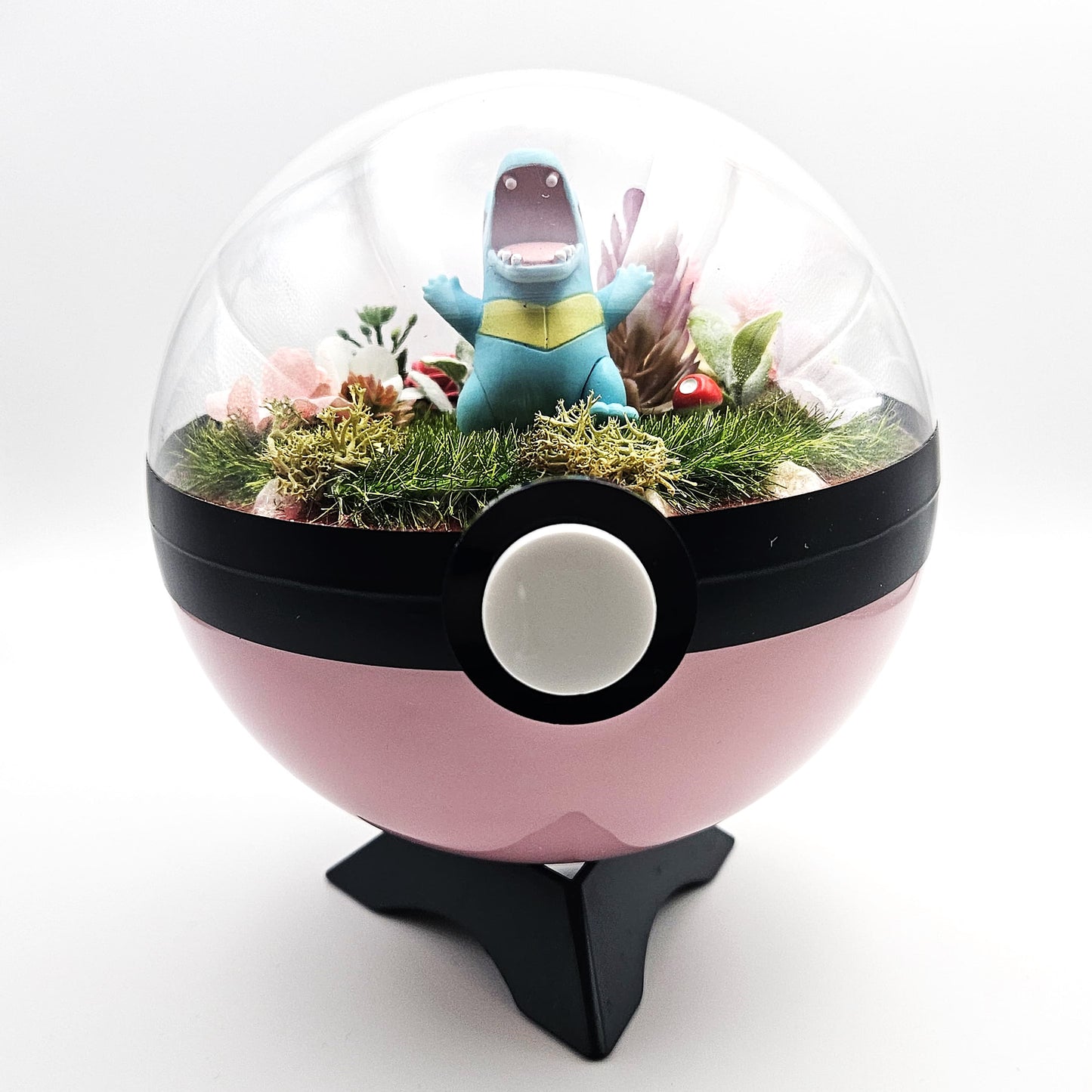 Pokemon Totodile Crystal Terrarium Lake Pink Poke Ball Handmade