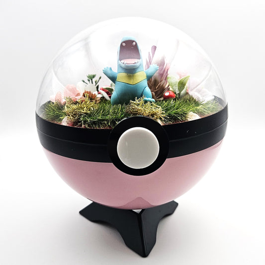 Pokemon Totodile Crystal Terrarium Lake Pink Poke Ball Handmade