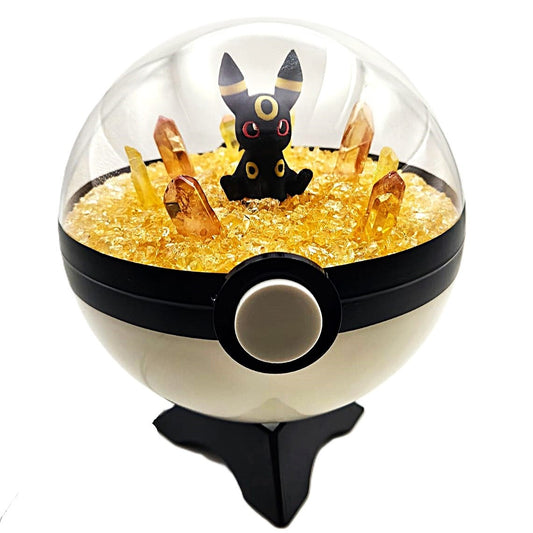 Pokemon Umbreon Light Up LED Crystal Terrarium Yellow/White Poke Ball Handmade