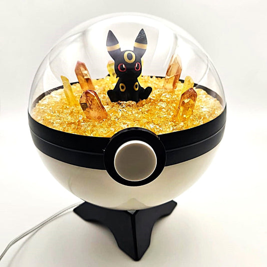 Pokemon Umbreon Light Up LED Crystal Terrarium Yellow/White Poke Ball Handmade