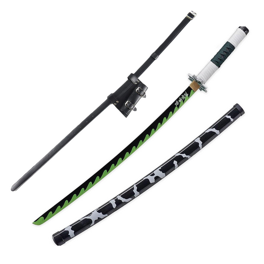 Demon Slayer Shinazugawa Sanemi Bamboo Sword with PU Sword Belt Bundle