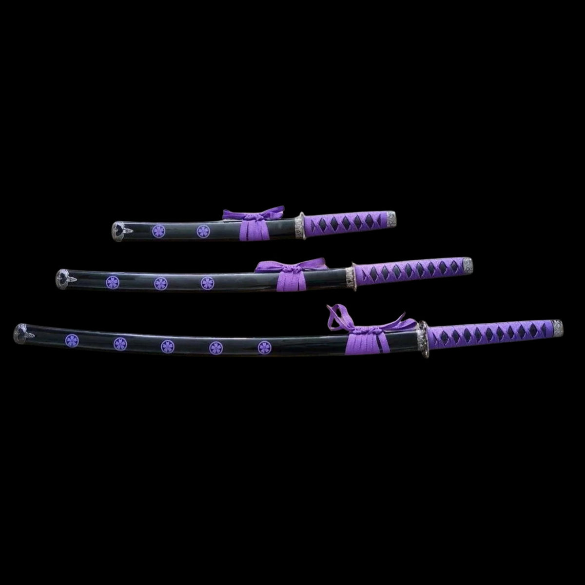 Purple Warrior Samurai Katana Set of 3