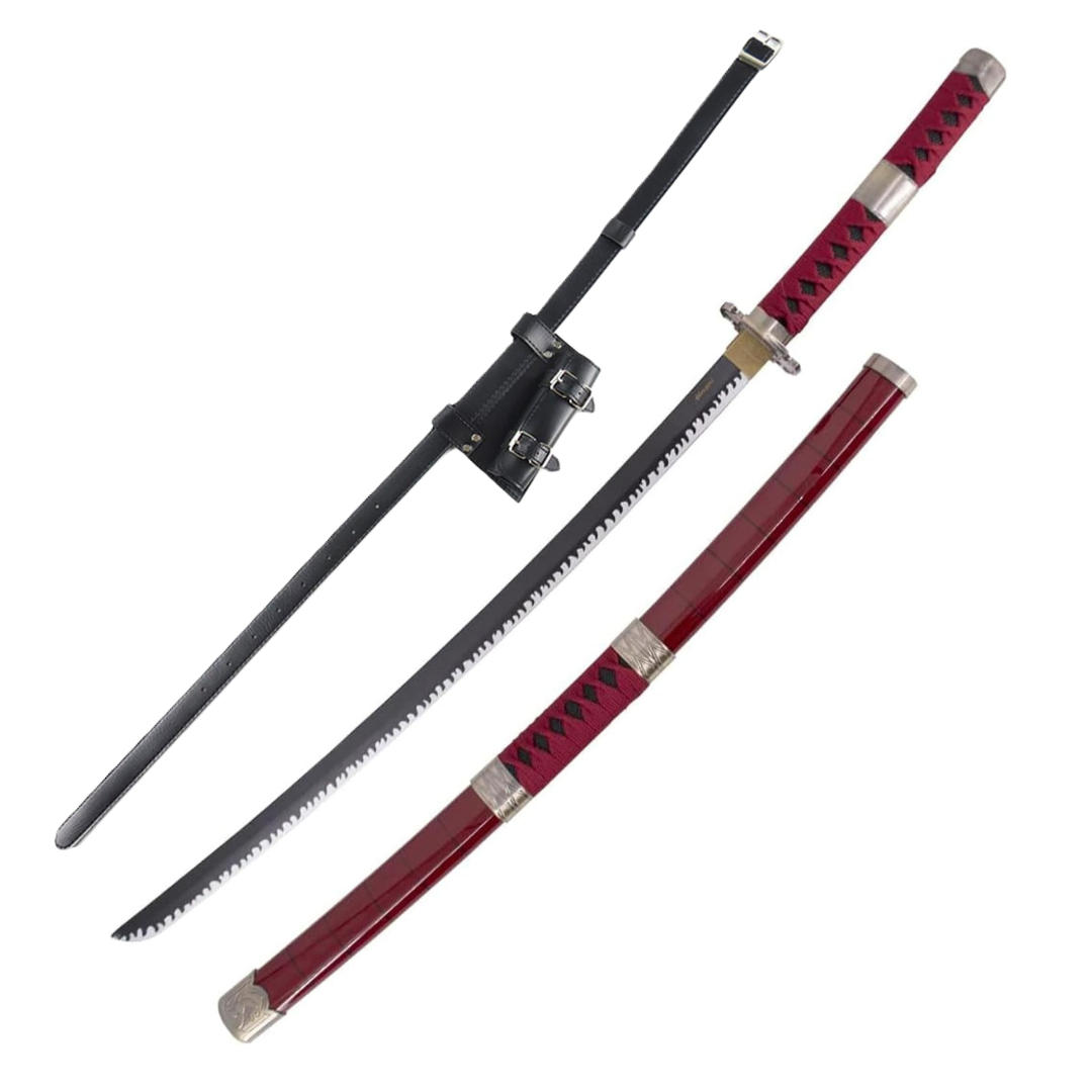 One Piece Roronoa Zoro Sandai Kitetsu V.2 Wooden Cosplay Sword With PU Sword Belt Bundle