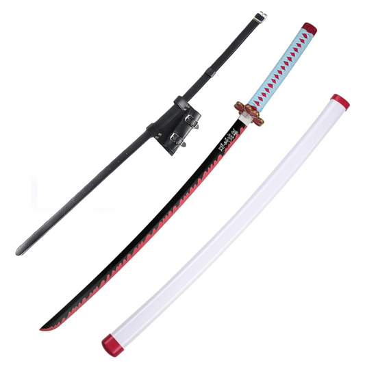 Demon Slayer Mitsuri Kanroji Nichirin Blade Wooden Cosplay Sword With PU Sword Belt Bundle