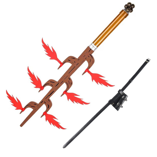 Demon Slayer Tanjuro Kamado Wooden Sword Cosplay Prop Replica with PU Sword Belt Bundle