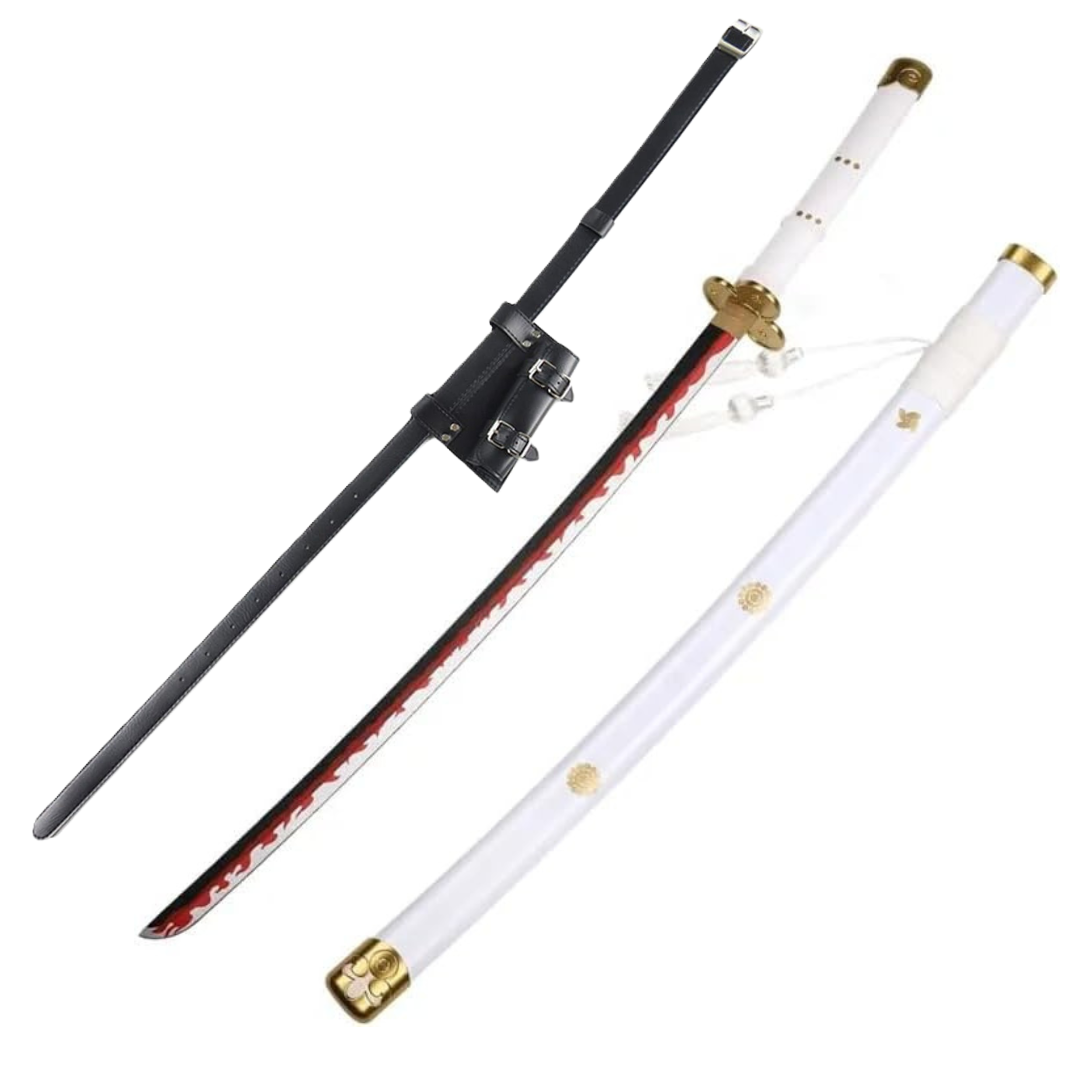 One Piece Kozuki Oden's Cosplay Wooden Sword Ame no Habakiri Prop Replica 104cm V1 With PU Sword Belt Bundle