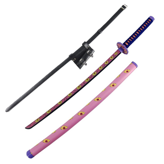 Demon Slayer Kokushibo Michikatsu Nichirin Blade Wooden Sword With PU Sword Belt Bundle