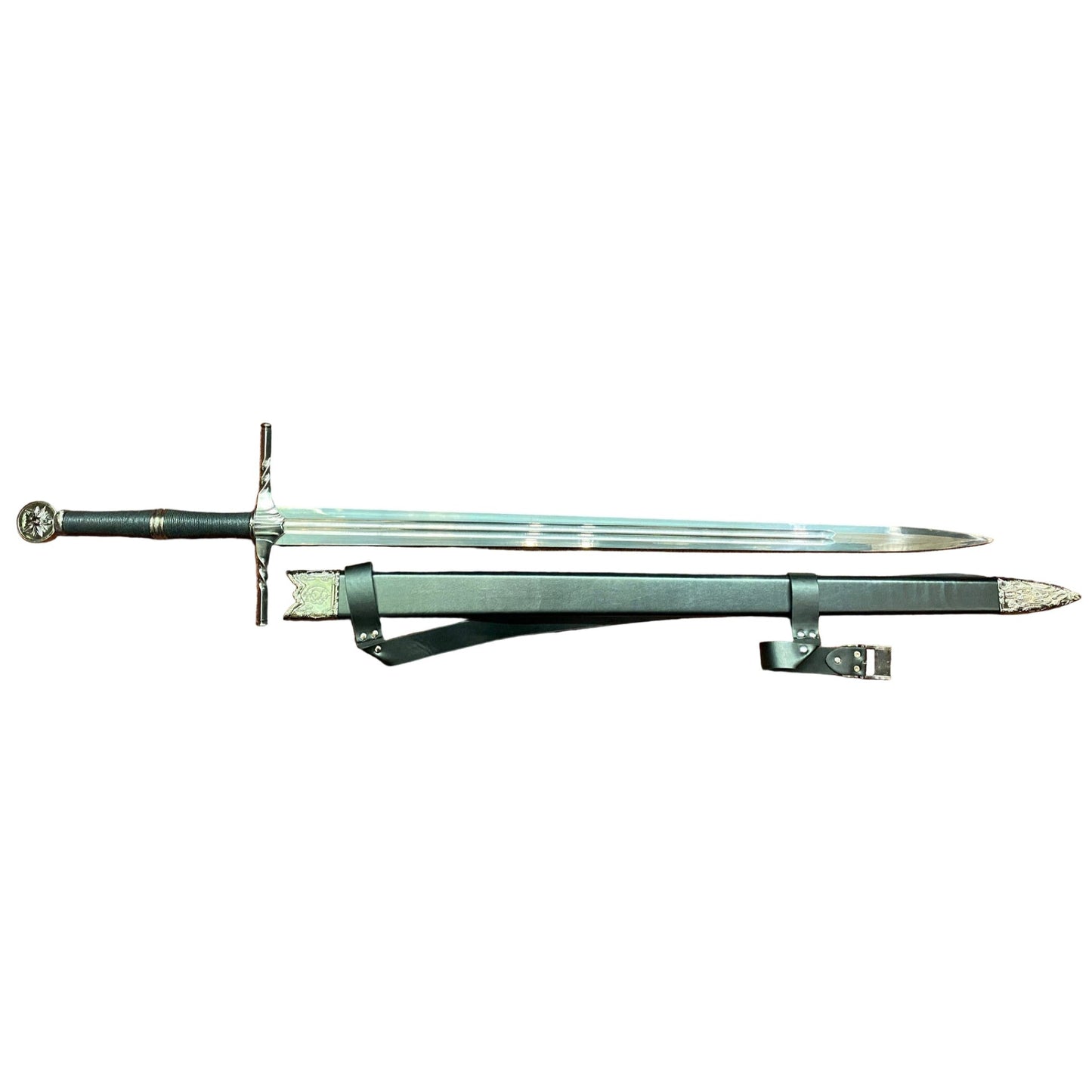 The Witcher 3 Geralt's Silver Horizontal Guard Wolf Pommel Metal Sword
