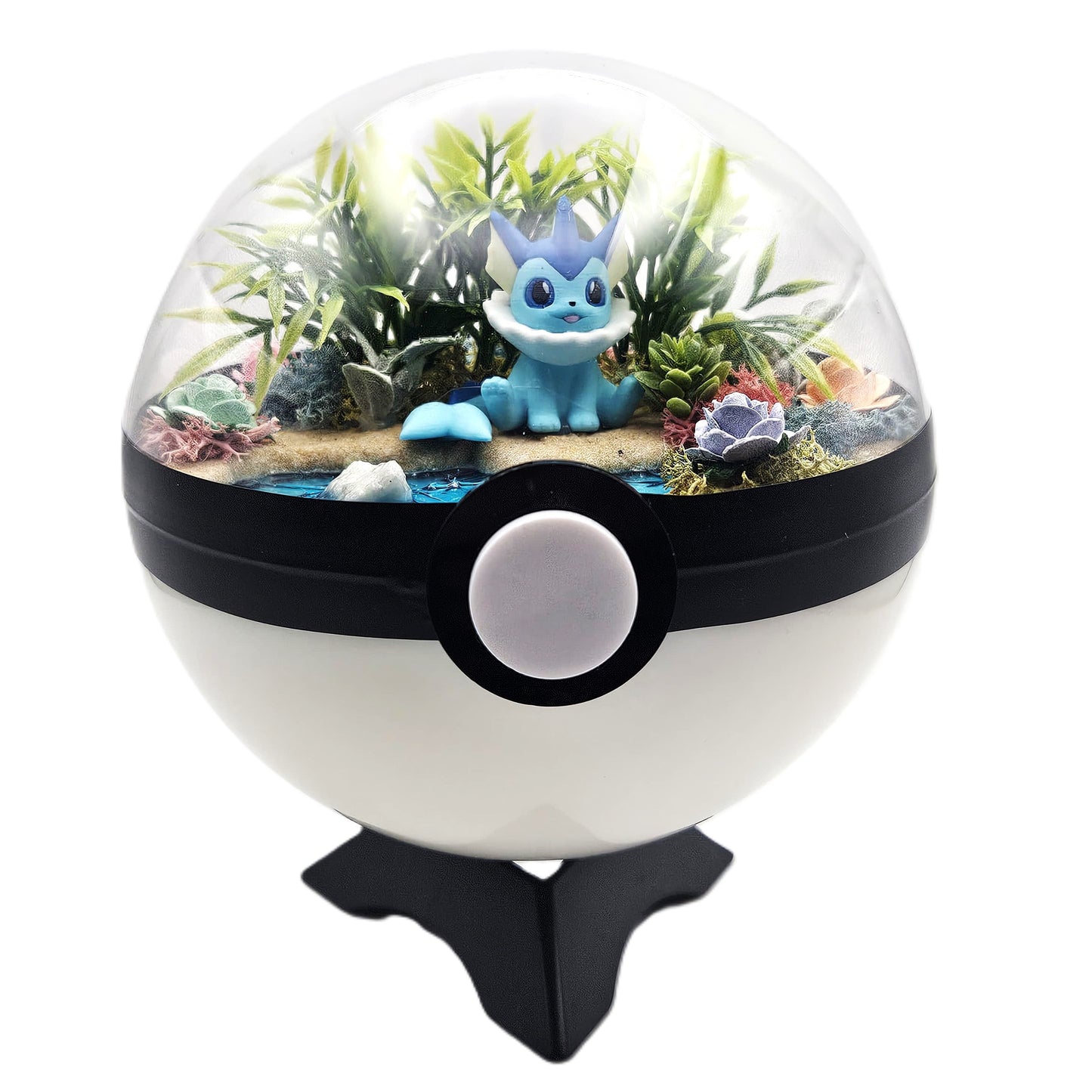 Pokemon Vaporeon Crystal Terrarium Beach White Poke Ball Handmade