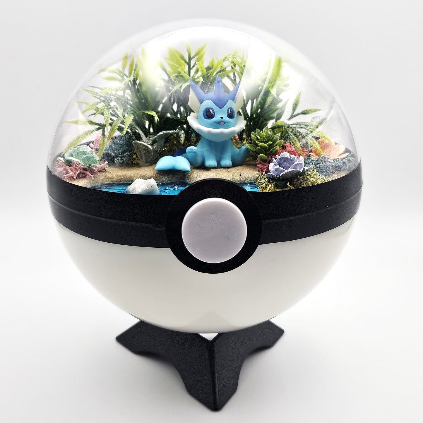 Pokemon Vaporeon Crystal Terrarium Beach White Poke Ball Handmade