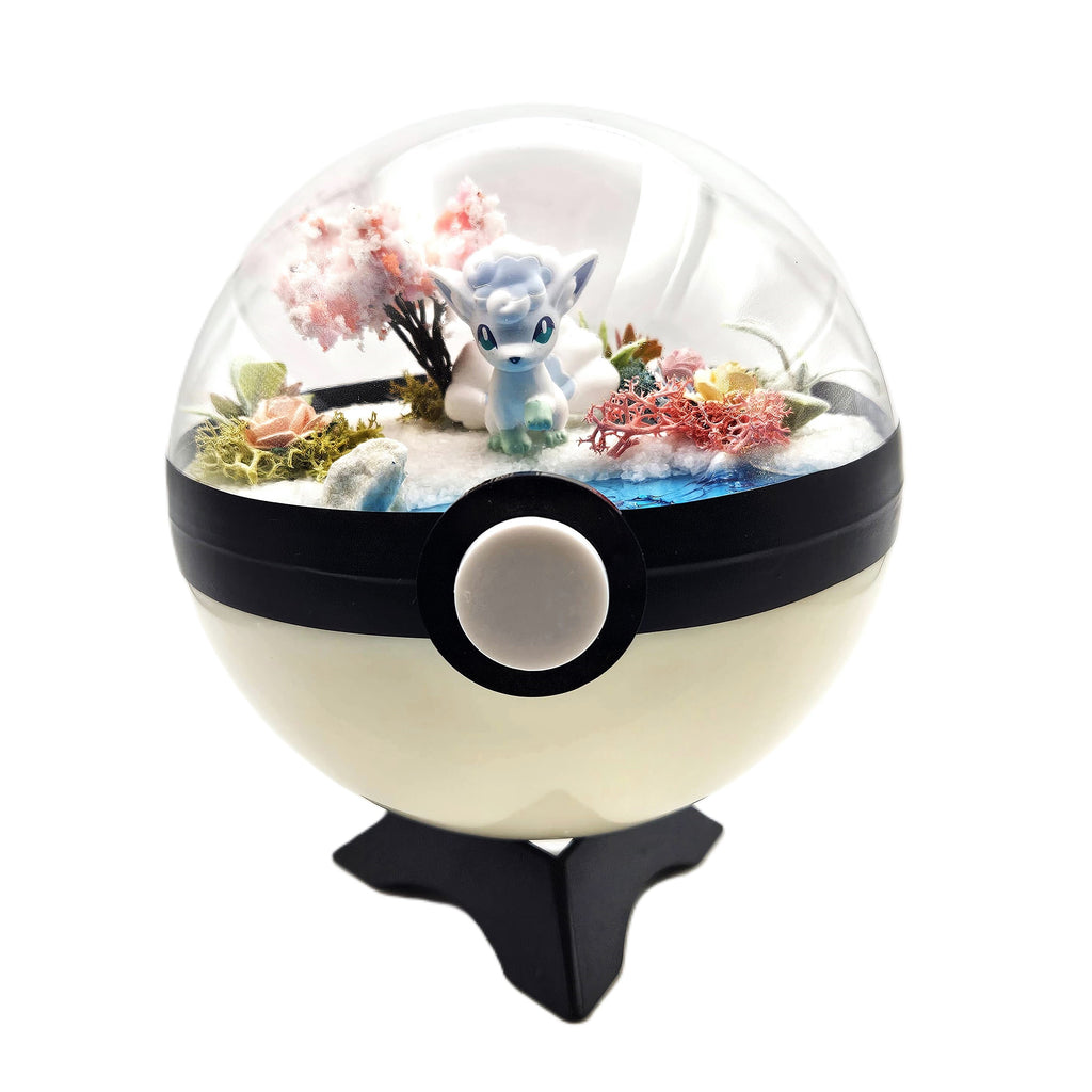 Vulpix Alolan Crystal Terrarium Blossom Tree White Poke Ball Handmade