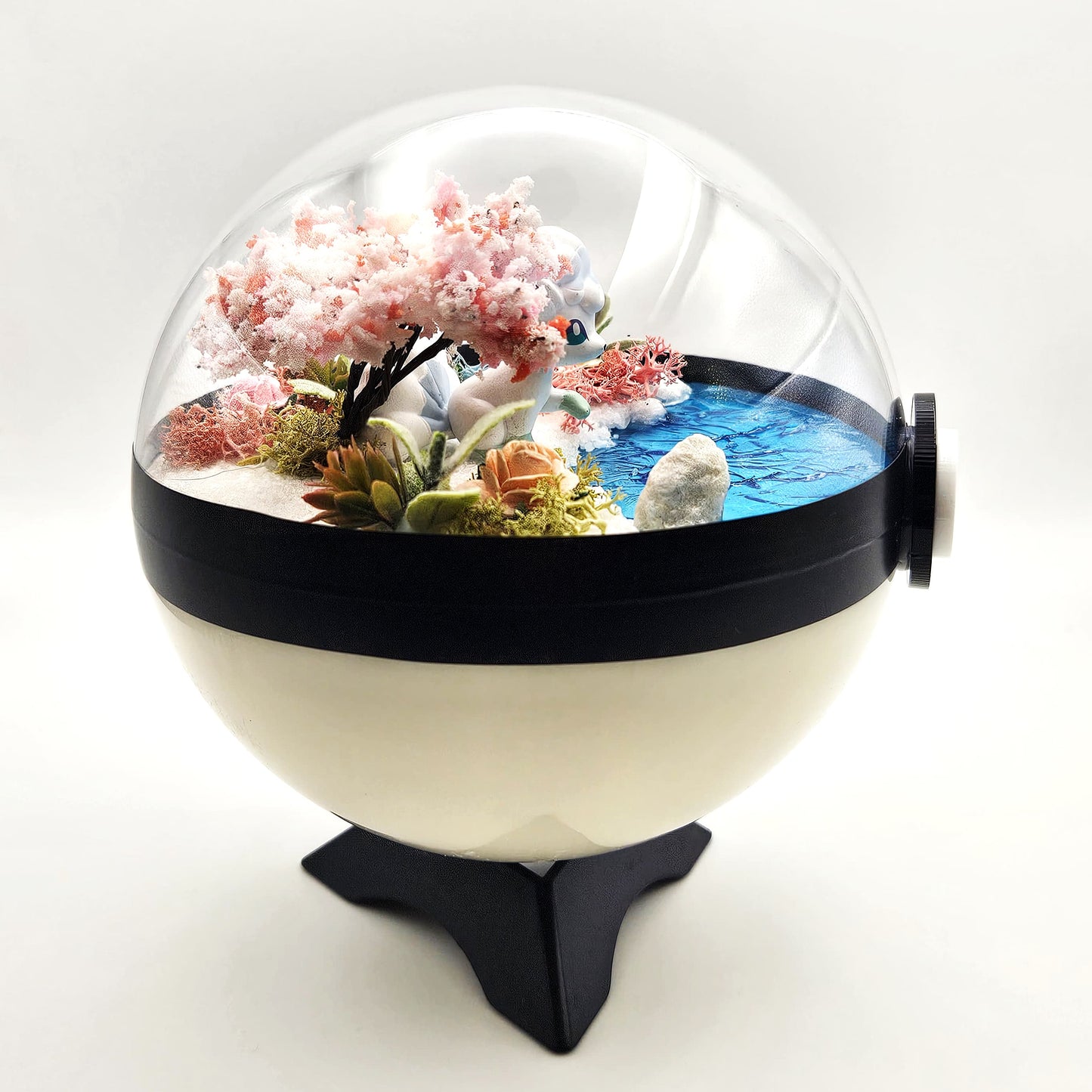 Pokemon Vulpix Alolan Crystal Terrarium Blossom Tree White Poke Ball Handmade