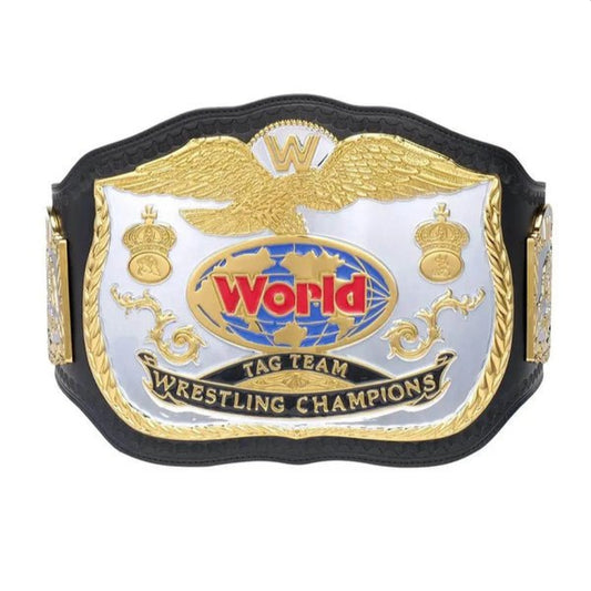 WWE Classic World Tag Team Belt Championship Replica Title Wrestling Belt 4MM Brass Plate