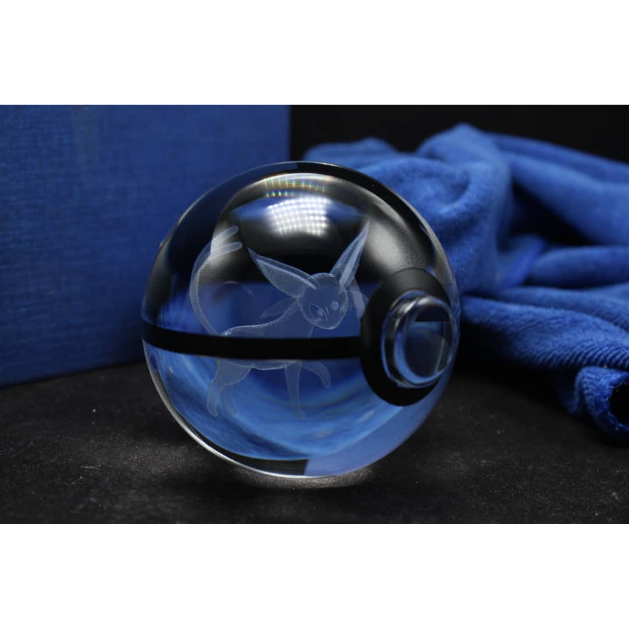 Espeon Pokemon Glass Crystal Pokeball 8 with Light-Up LED Base Ornament 80mm XL Size