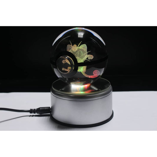 Meowth Pokemon Glass Crystal Pokeball 19 with Light-Up LED Base Ornament 80mm XL Size