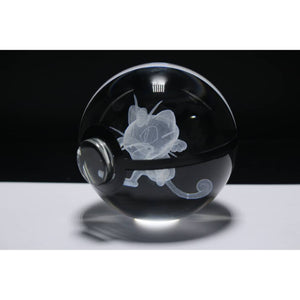 Meowth Pokemon Glass Crystal Pokeball 19 with Light-Up LED Base Ornament 80mm XL Size