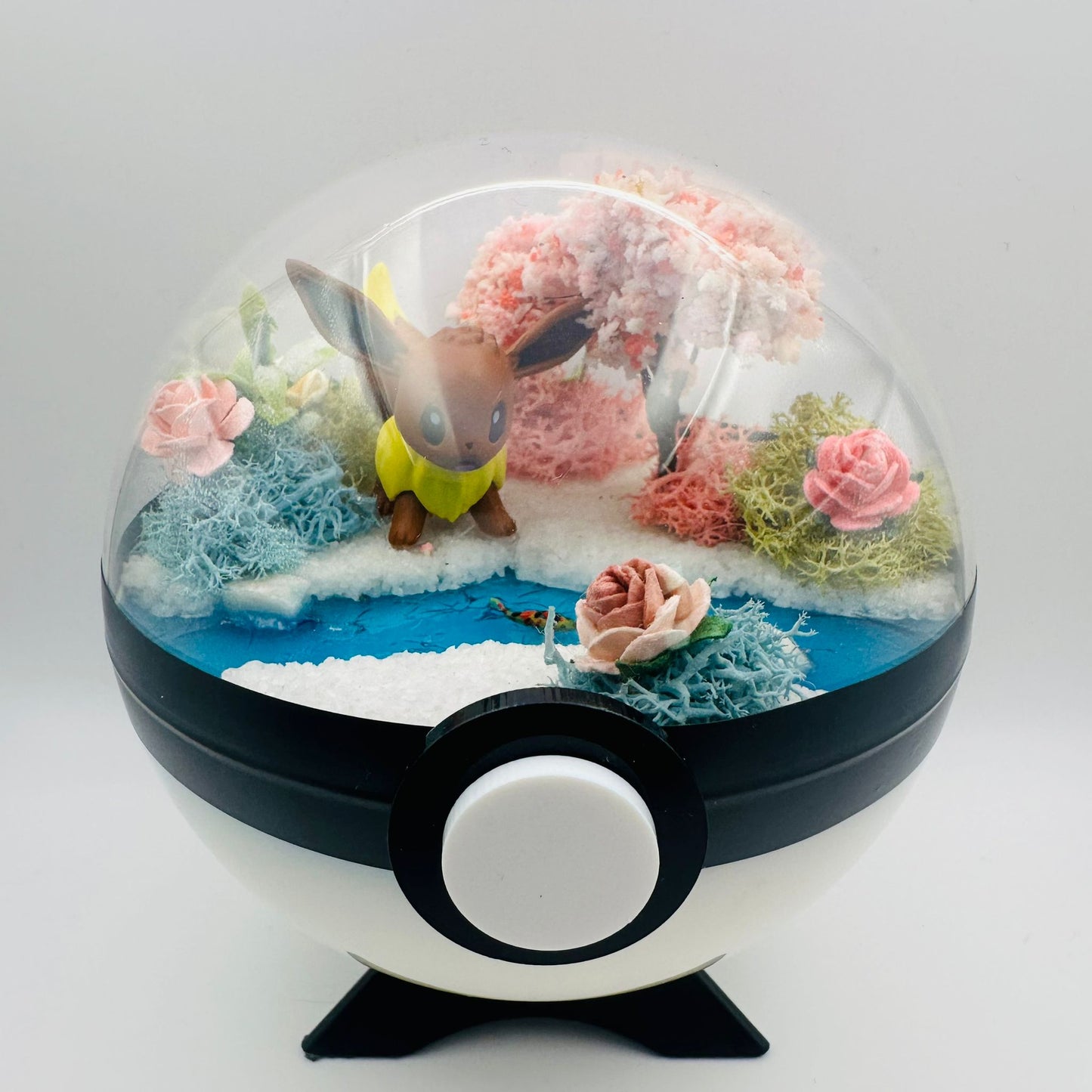 Pokemon Eevee Crystal Terrarium Blossom White Poke Ball Handmade