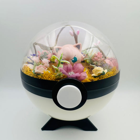 Pokemon Jigglypuff Crystal Terrarium Plains White Poke Ball Handmade