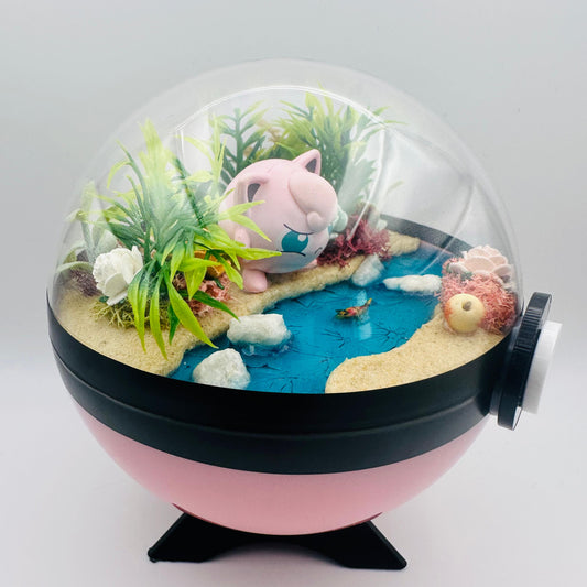 Pokemon Jigglypuff Crystal Terrarium Beach Pink Poke Ball Handmade