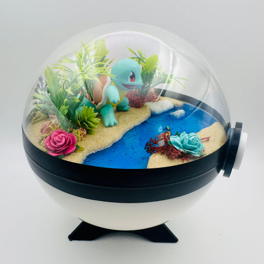 Pokemon Squirtle Crystal Terrarium Beach White Poke Ball Handmade