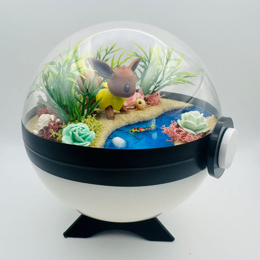 Pokemon Eevee Crystal Terrarium Beach White Poke Ball Handmade