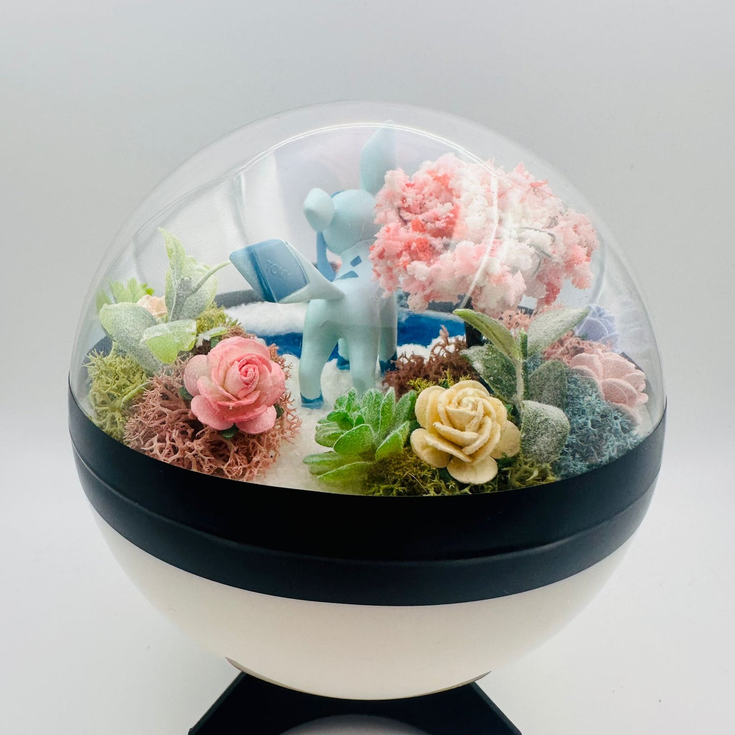 Pokemon Glaceon Crystal Terrarium Blossom White Poke Ball Handmade